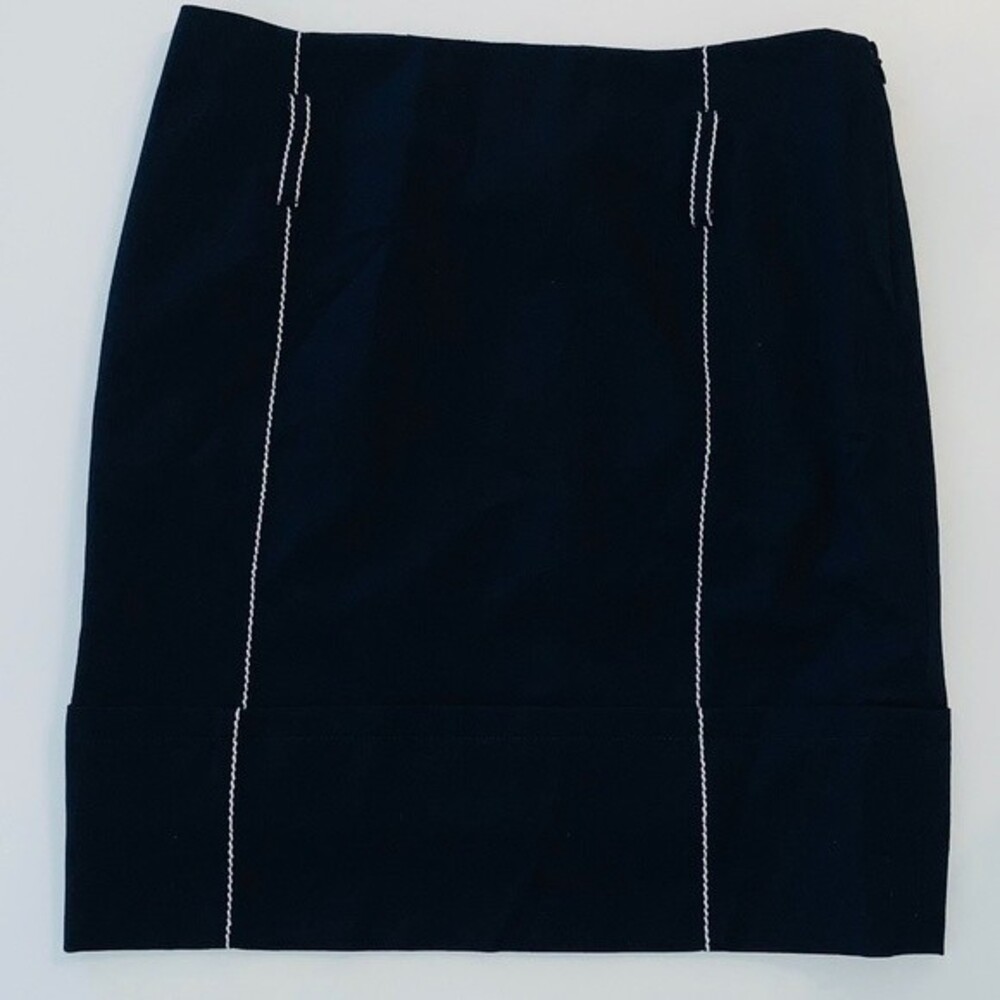 Carlisle Black and White Pencil Wool Mini Skirt  6